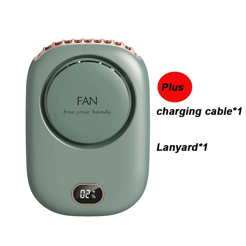 New Mini Portable Fan Portable Rechargeable Bladeless Turbo Ultra Quiet Student Hand Held Fan Outdoor Sports Travel Peaceful Pleasures Health and Wellness Green