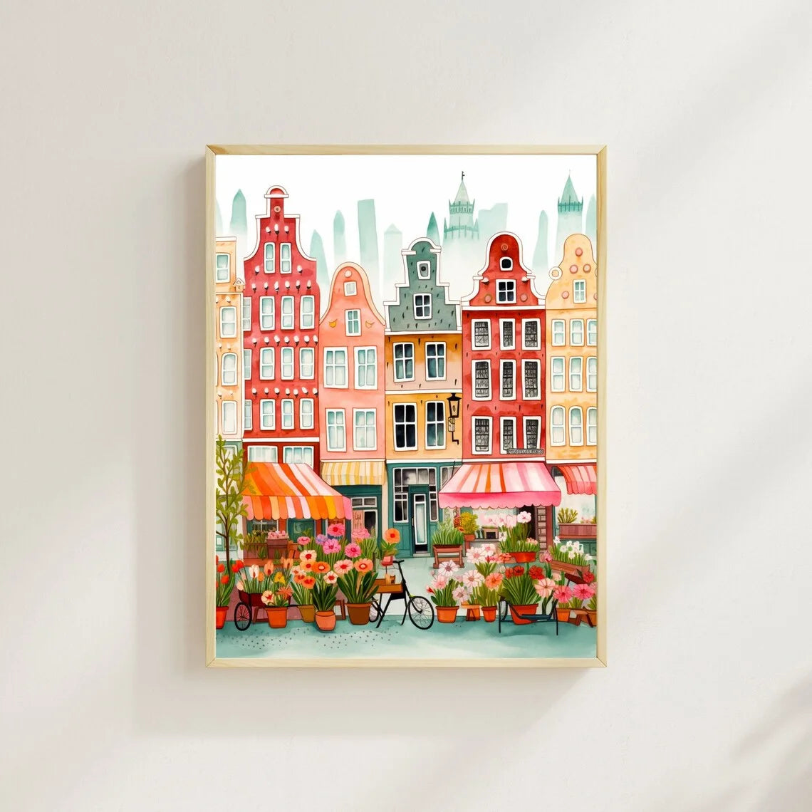 Amsterdam Print Amsterdam Illustration Amsterdam Travel Poster New Yorker Illustration Flower Poster Colorful Nursery Print Peaceful Pleasures Health and Wellness WS7152-5 20x30cm Unframed