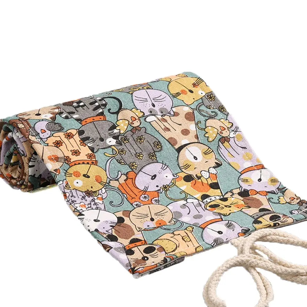 Boys Girls Creative Cute Cat Large Capacity Canvas School Supplies Pen Bag Pencil Bags Pencil Case Stationery Pouch Peaceful Pleasures Health and Wellness
