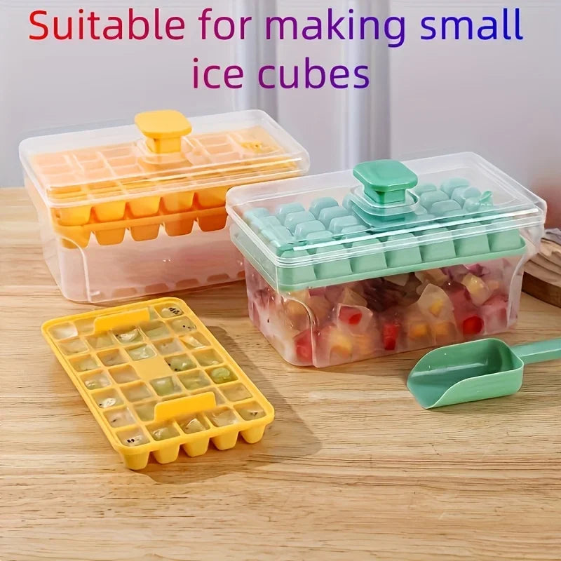 Ice Cube Trays with Lid & Bin – 68 Cubes, Easy Press Release Ice Cube Tray Set Peaceful Pleasures Health and Wellness
