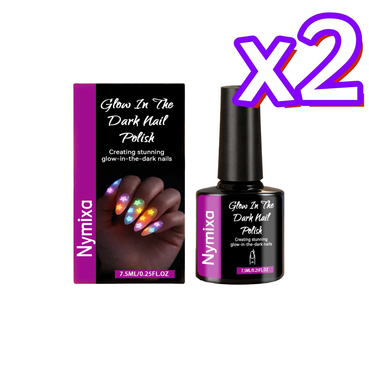 Fluorescent Nail Polish Glow In Dark Gel Colorful DIY Manicure Create Party Atmosphere Neon Luminous Top Coat Nails Polish Pens Peaceful Pleasures Health and Wellness Violet Purple x 2