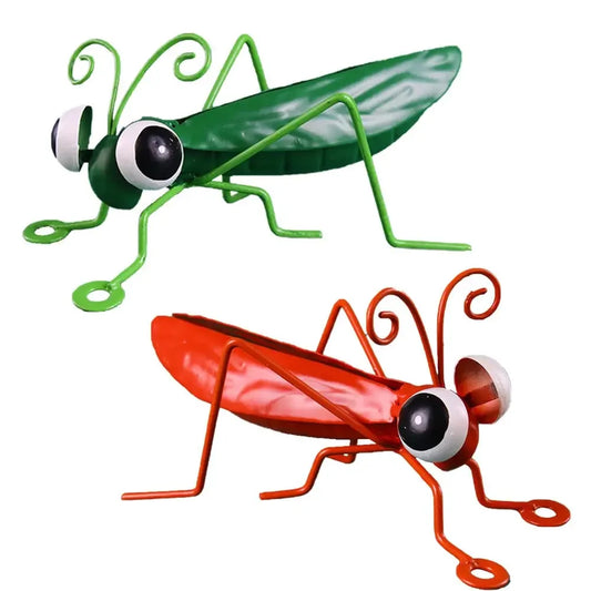1pc Colorful Cute Garden Art Metal Sculpture Locust Grasshopper Ornament Outdoor Wall Art Garden Statues Peaceful Pleasures Health and Wellness