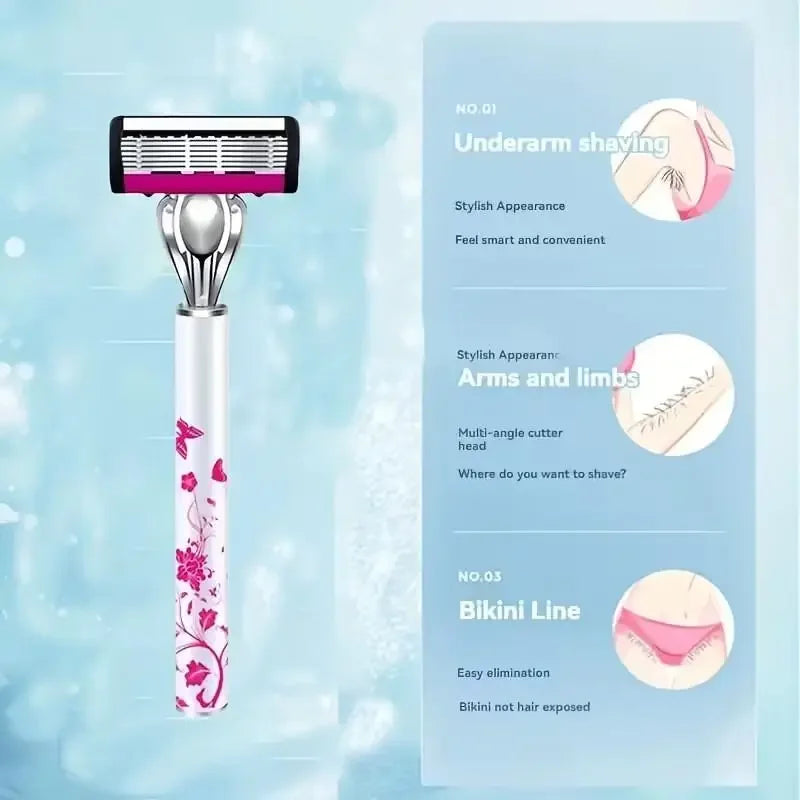 6-Layer Stainless Steel Safety Razor | Replaceable Blade Head