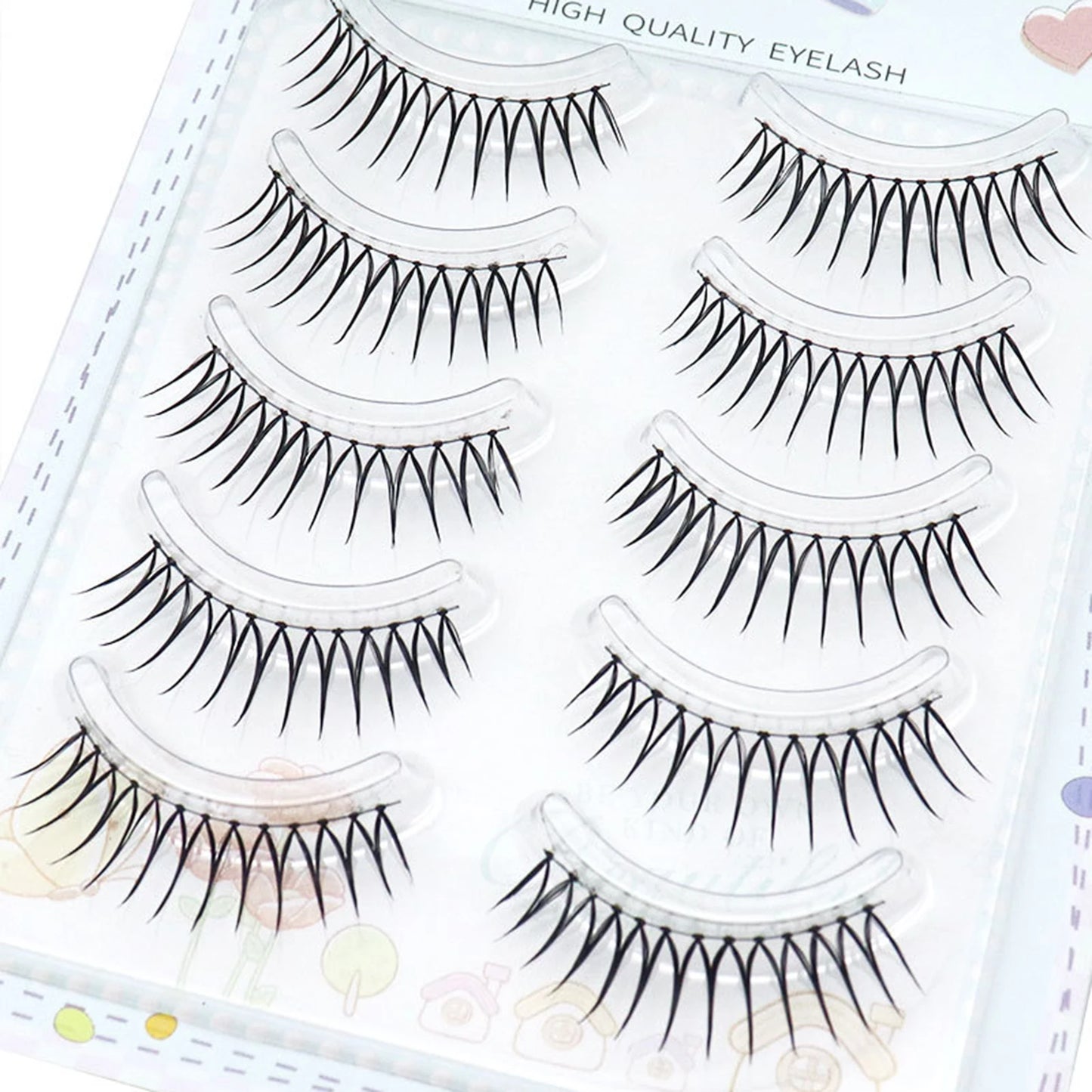 Korean U-Shape False Eyelashes – Natural Wispy 5 Pairs
