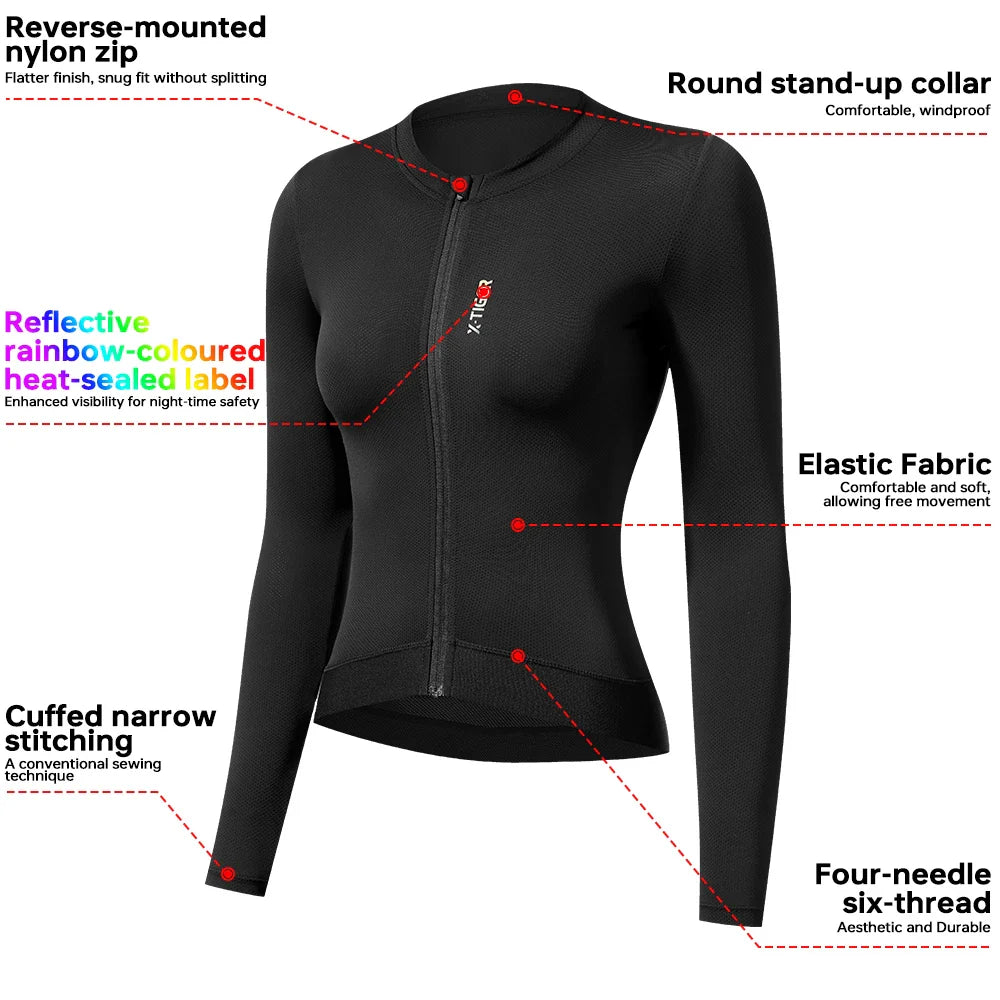 X-TIGER Women's Long Sleeve Cycling Jersey – UV & MTB