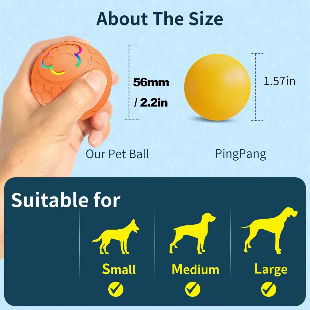 Smart Interactive Pet Toy Ball – RGB Lights, Auto Roll & Bounce