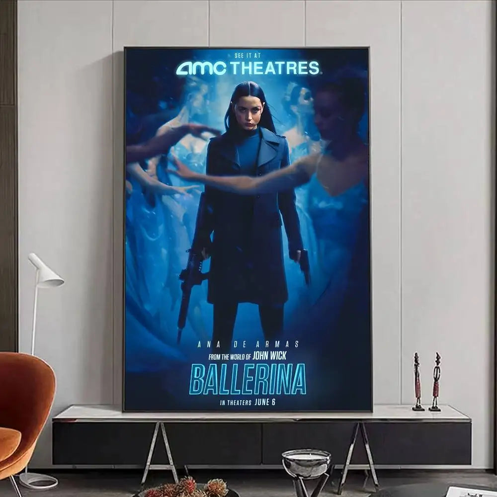 Movie J-John W-Wick B-Ballerina Poster HD art poster for home living room bar office decoration sticky waterproof Peaceful Pleasures Health and Wellness z4 21X30cmNoframe