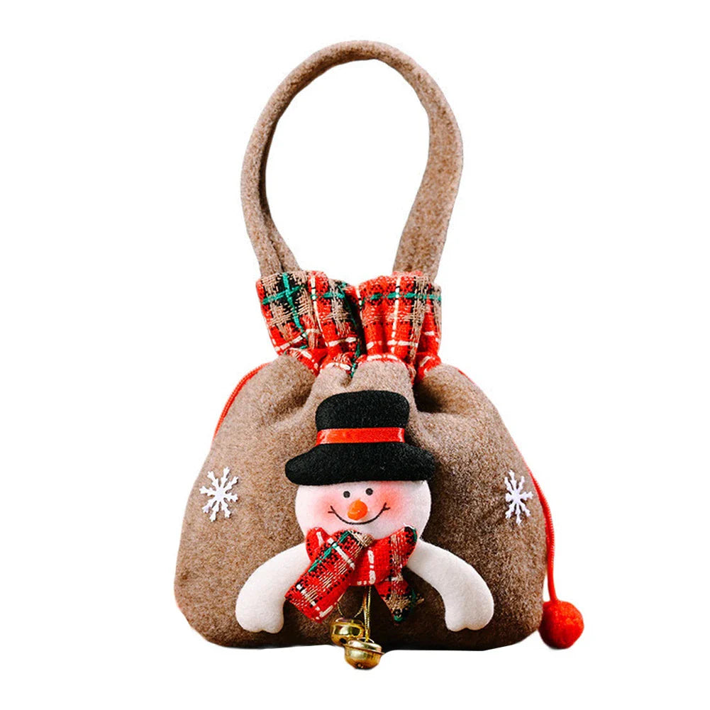 Christmas Santa Sack Cloth Gift Bag with Handle | Holiday Candy Bag