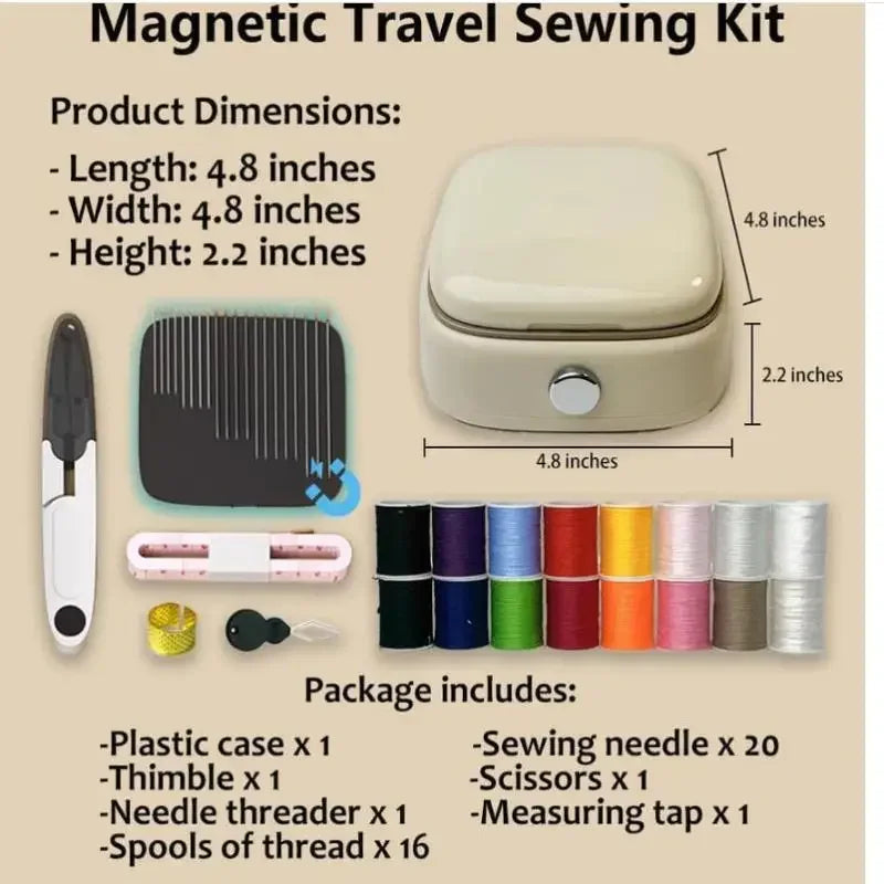 Mini Magnetic Sewing Kit – 40-Piece Needle & Thread Set Magnetic Sewing Kit Peaceful Pleasures Health and Wellness