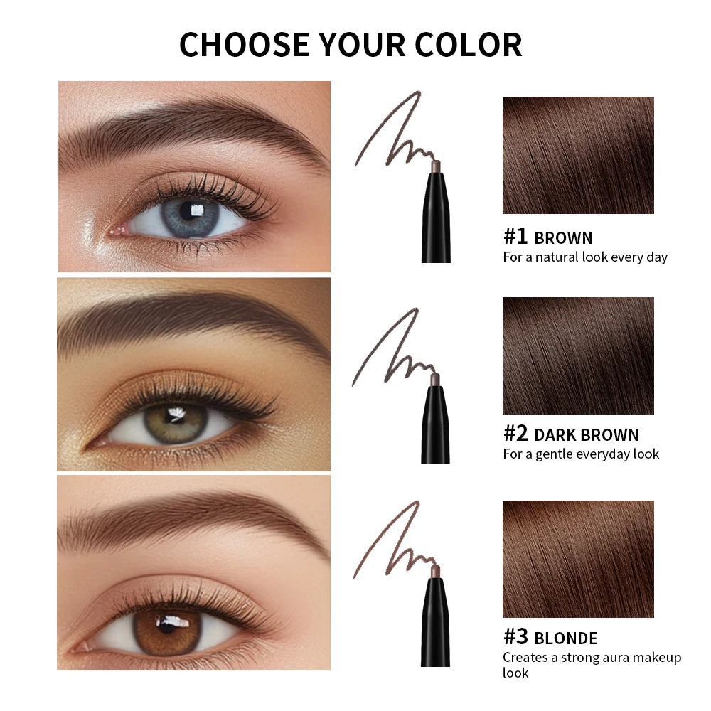 3Colors Double-headed Eyebrow Pencil Automatic Rotation Ultra-fine Eyebrow Pencil Waterproof Makeup Free Eye Cosmetics For Women Peaceful Pleasures Health and Wellness
