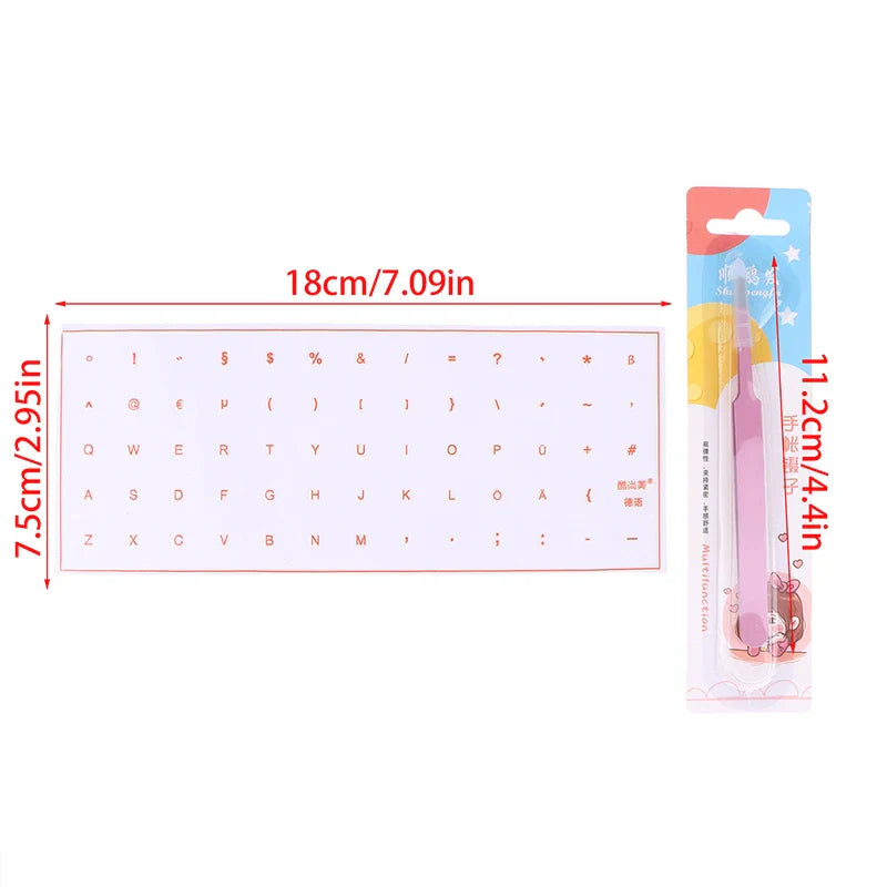German Keyboard Stickers Transfer Film with Tweezers – QWERTZ
