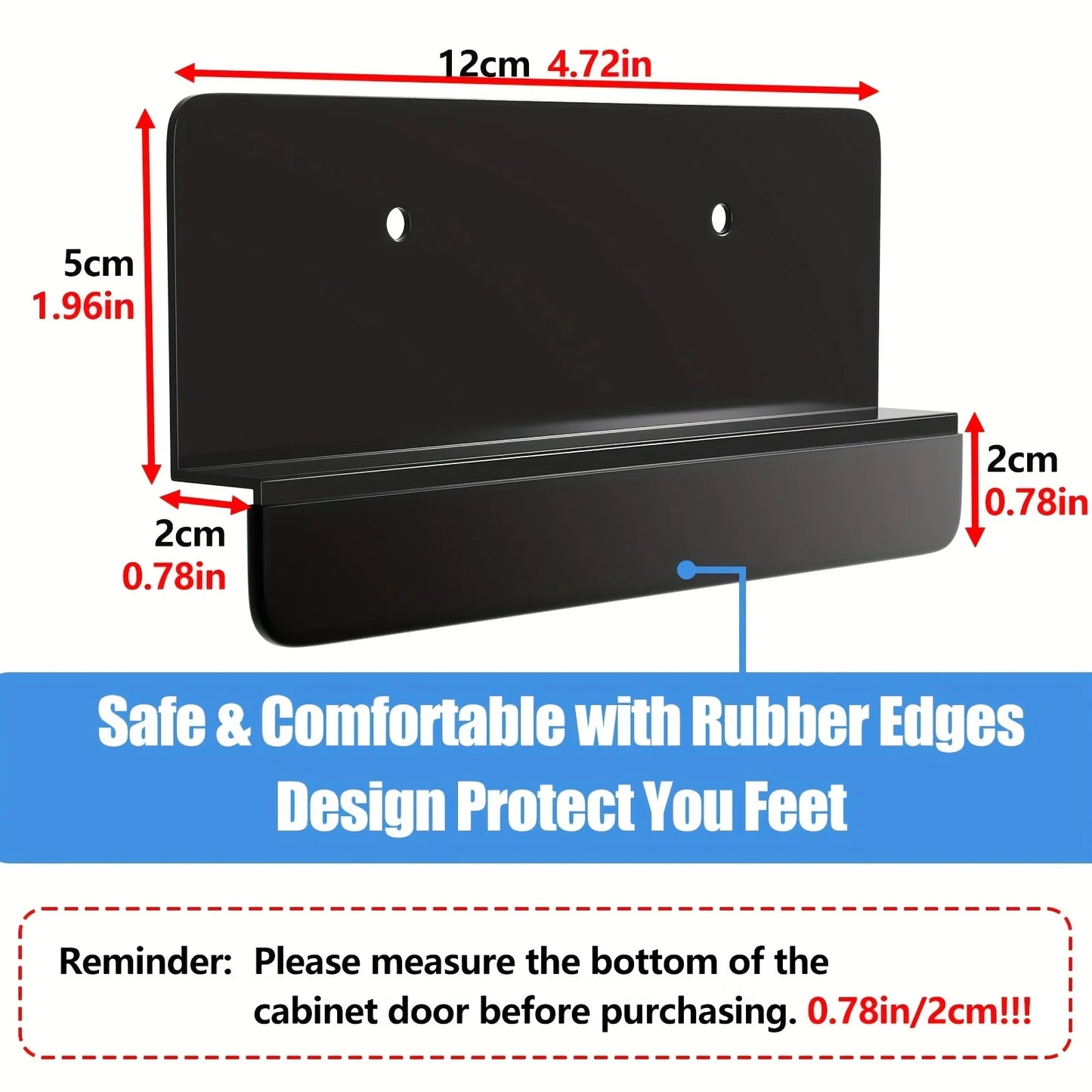 1 Polished Metal Cabinet Door Foot Handle Carbon Steel Non-contact
