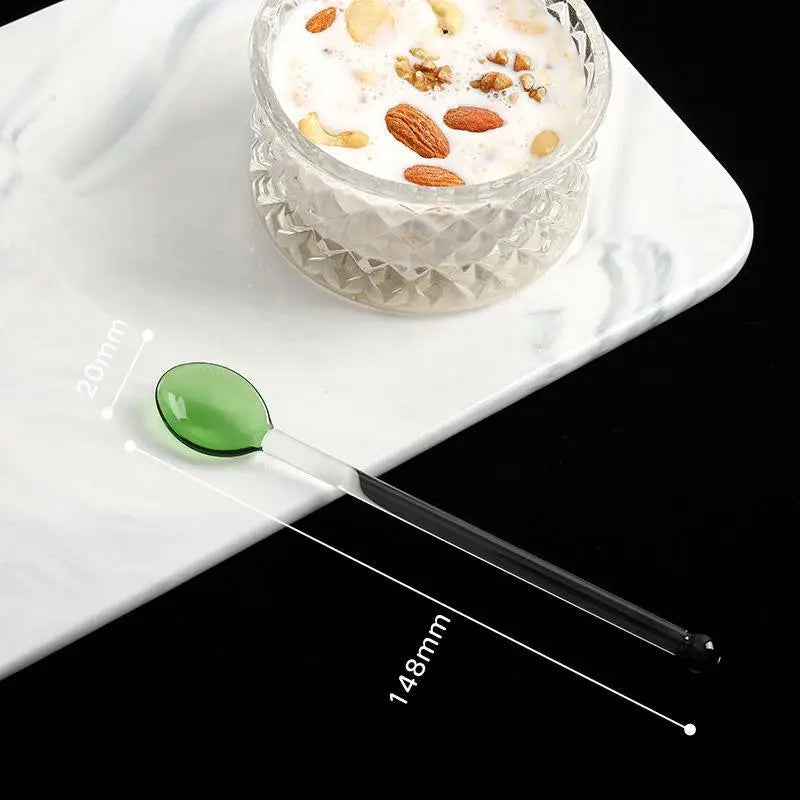 Colorful Glass Stirring Spoons – Long Handle, Heat Resistant