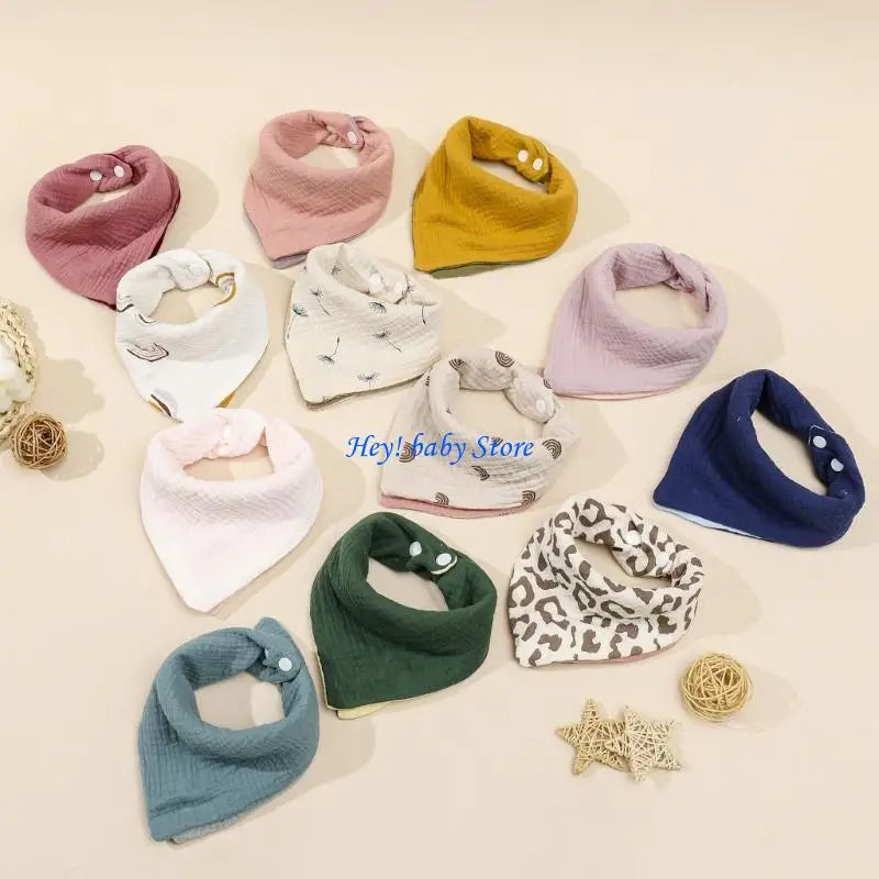 Baby Drool Bib Double-Sided Bandana | Adjustable Snap Button