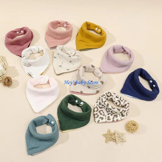 Baby Drool Bib Double-Sided Bandana | Adjustable Snap Button Baby Bandana Bib Peaceful Pleasures Health and Wellness