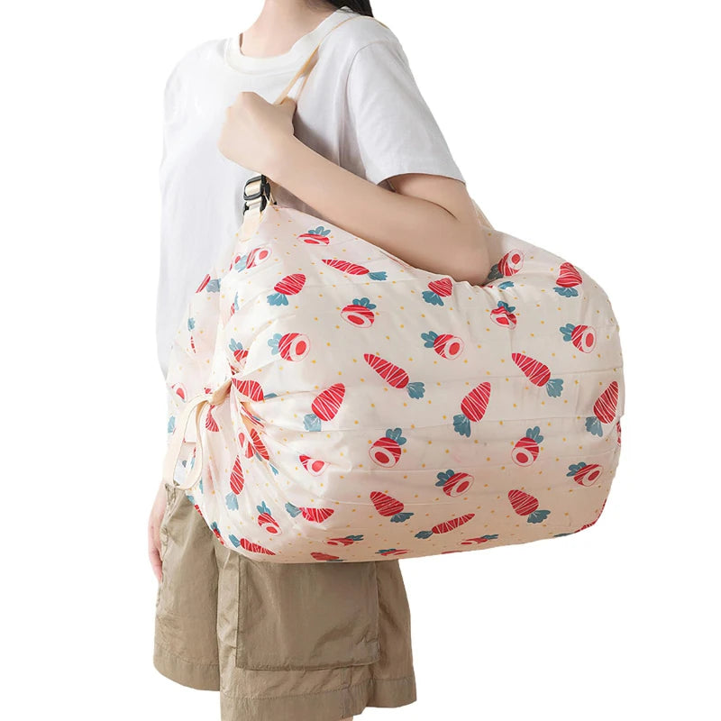 Large Capacity Thickened Shopping Bag Multiple Fashion Foldable Environmentally Friendly One Shoulder Portable Supermarket Bags Peaceful Pleasures Health and Wellness