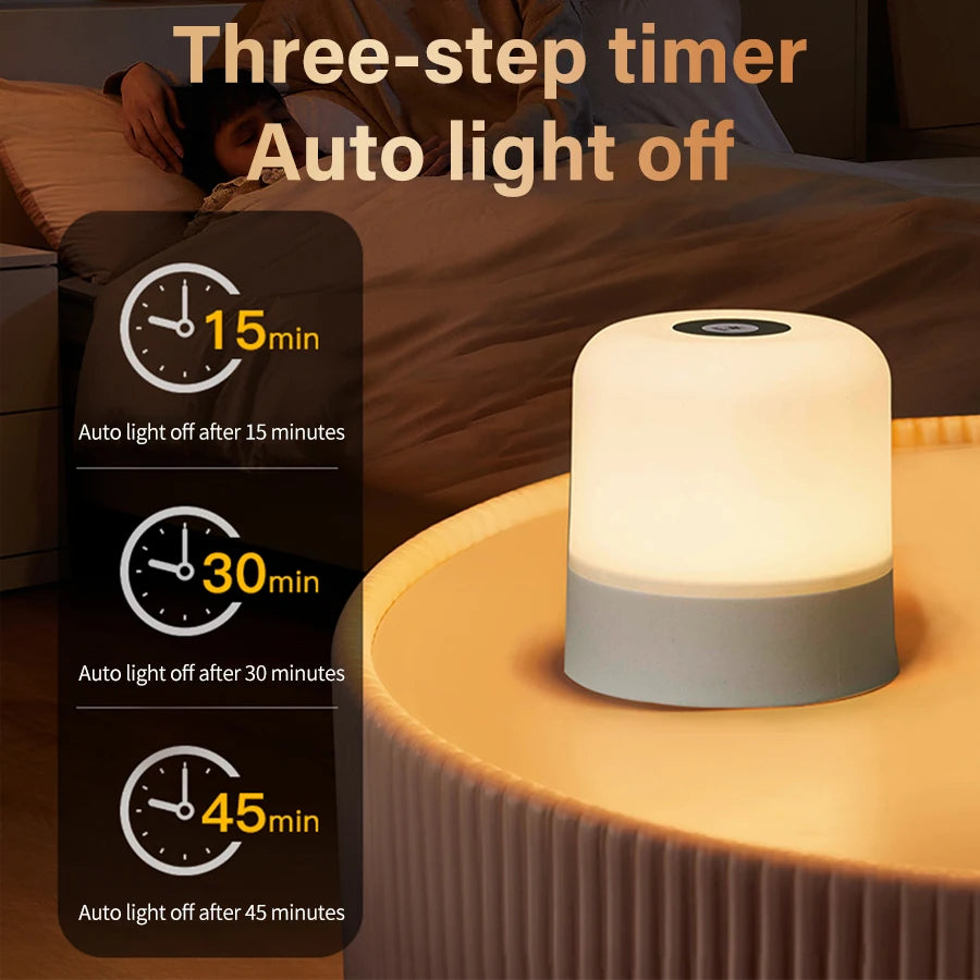 RGB LED Table Lamp Dimmable Bedside Lamp For Bedroom Tricolor 16Color Change Touch Night Light Rechargeable Portable Night Lamp Peaceful Pleasures Health and Wellness