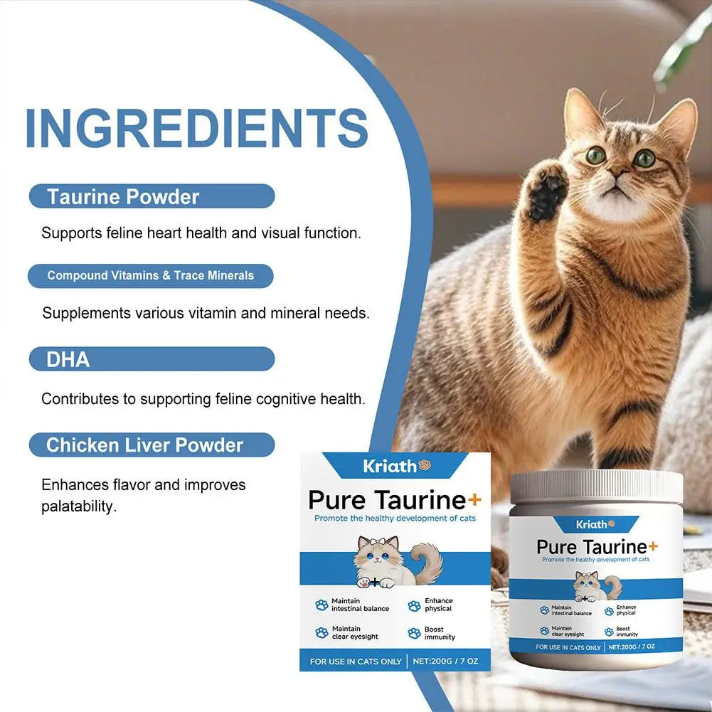 Taurine Powder For Cats Gentle Formula Supports Heart, Vision Overall Health Daily Care Supplement For Comfort And Well-Being Peaceful Pleasures Health and Wellness