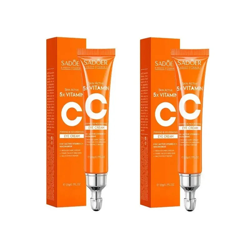SADOER Vitamin C Eye Cream Anti Dark Circles Eyes Bags Remover Moisturizing Brightening Firming Skin Care Products for Eyes Peaceful Pleasures Health and Wellness 2pcs