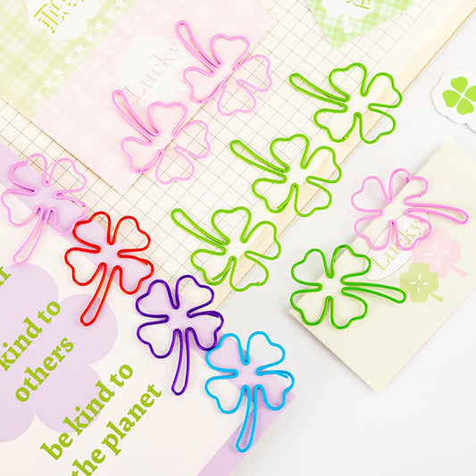 20 Clover Paper Clips Bookmark Macaron Colored Office Data Storage Peaceful Pleasures Health and Wellness