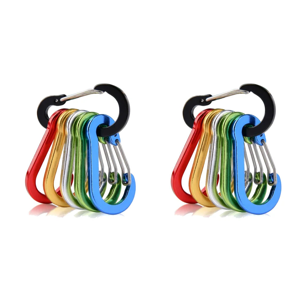 6/12Pcs Aluminum Alloy Carabiner Keychain Outdoor Camping Climbing Hiking Snap Clip Lock Buckle Hook Fishing Accessories Peaceful Pleasures Health and Wellness Chromatic 12PCS