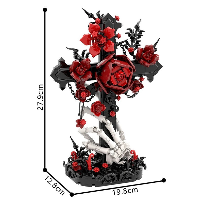 Gothic Skull Rose Bouquet MOC Building Blocks Set | Ages 14+