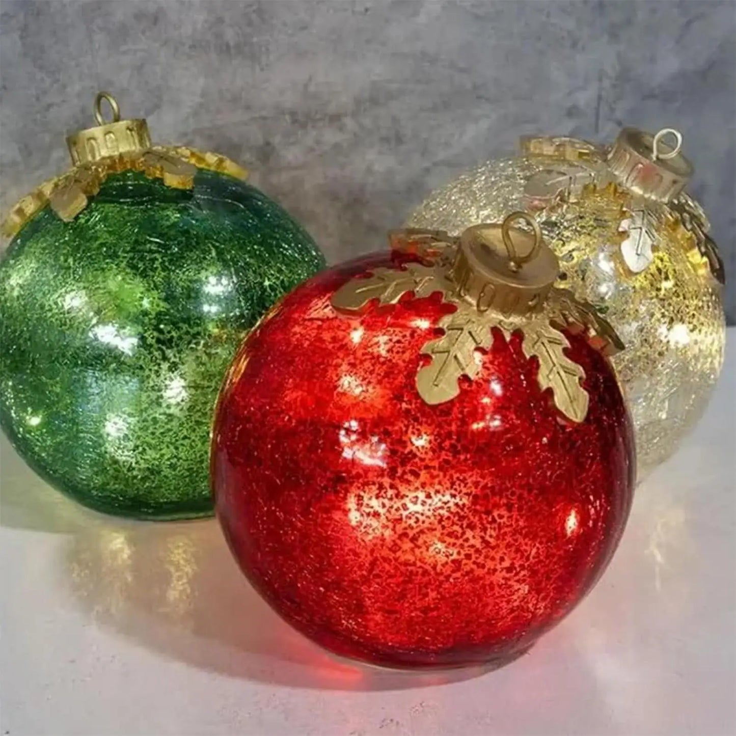 LED Christmas Globe Ornaments Set of 3 | Tabletop Holiday Decor