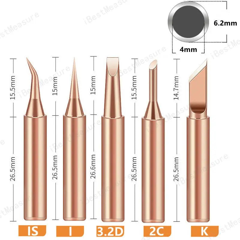 5pcs 900M-T Pure Copper Soldering Iron Tip Lead-free Solder Tips Welding Head BGA Soldering Tools Branding Iron Peaceful Pleasures Health and Wellness Set A -5PCS