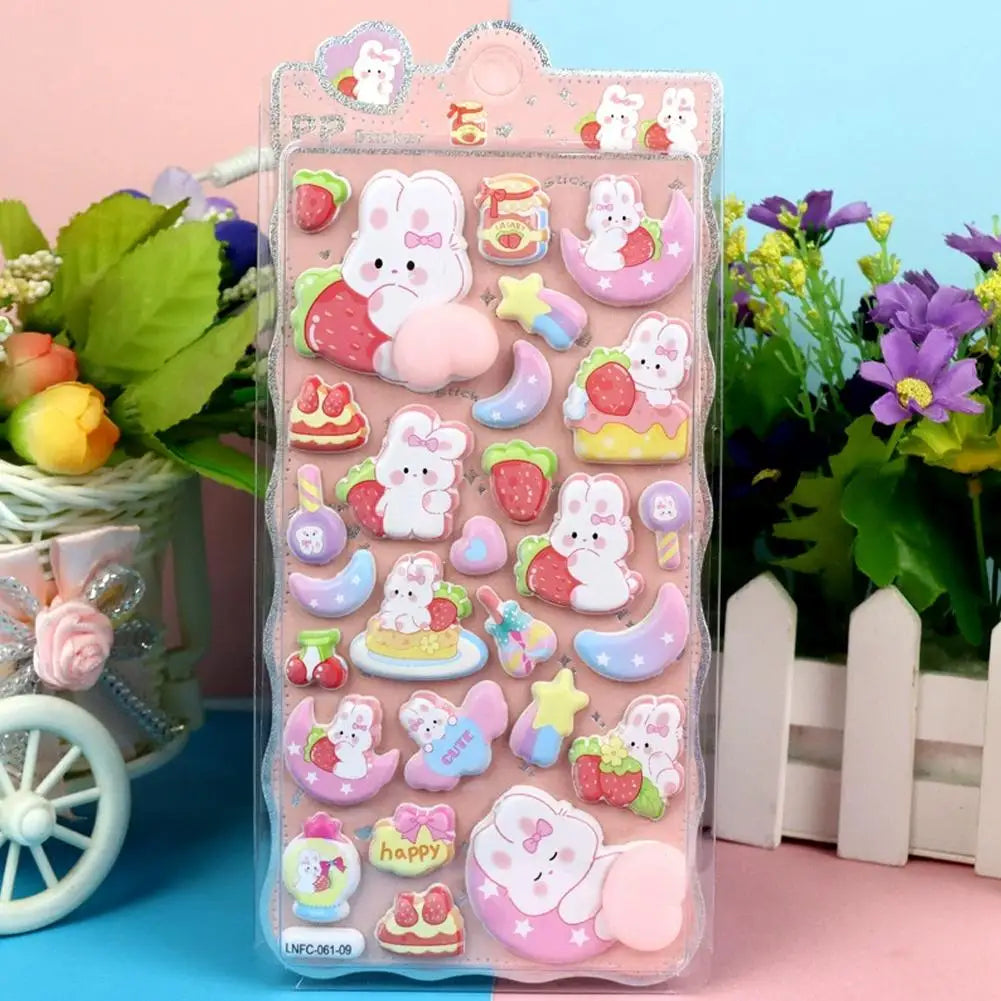 3D Puffy Squishy Cartoon Stickers – Rabbit, Capybara & Bear Stress Relief Decals Peaceful Pleasures Health and Wellness