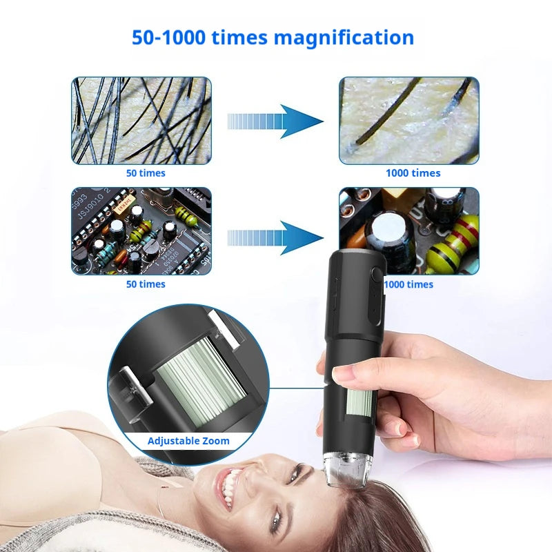 1000X High-Definition Wifi Wireless Digital Magnifying Glass, Mobile Phone Electron Microscope Peaceful Pleasures Health and Wellness