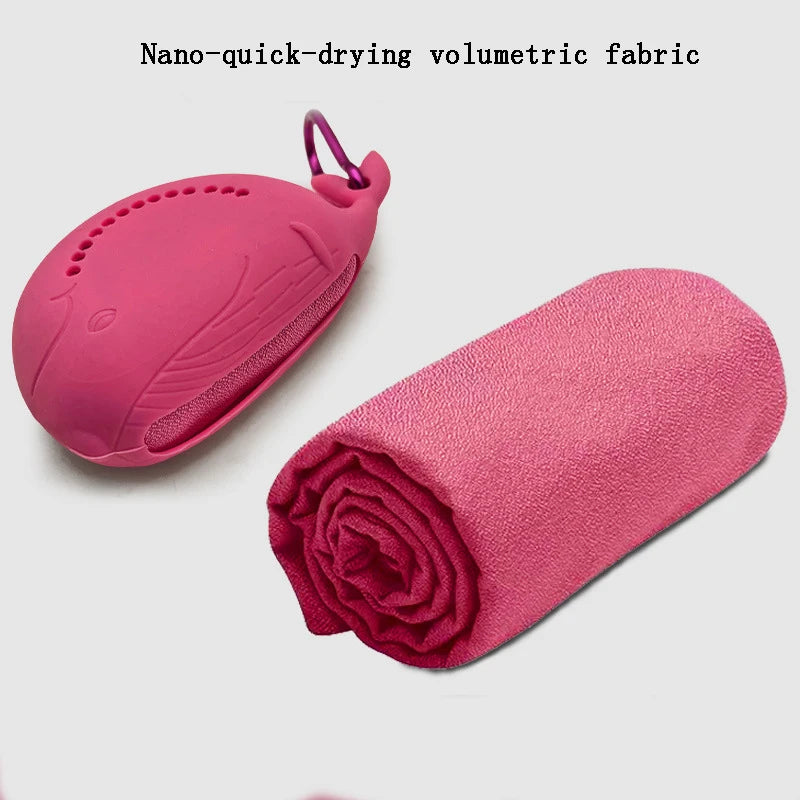 Cute Little Whale Sports Quick-drying Towel Cold Sensation Towel Sweat-absorbing Portable Silicone Towel for The Gym Peaceful Pleasures Health and Wellness Raspberry red 30x80cm