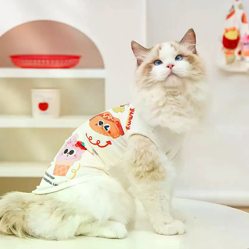 Burger Cartoon Pet Vest | Summer Ice Silk Dog & Cat Shirt