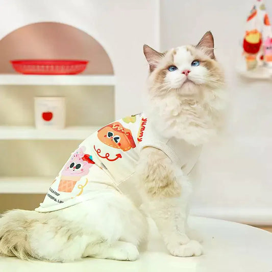Burger Cartoon Pet Vest | Summer Ice Silk Dog & Cat Shirt Pet Clothing Vest Peaceful Pleasures Health and Wellness