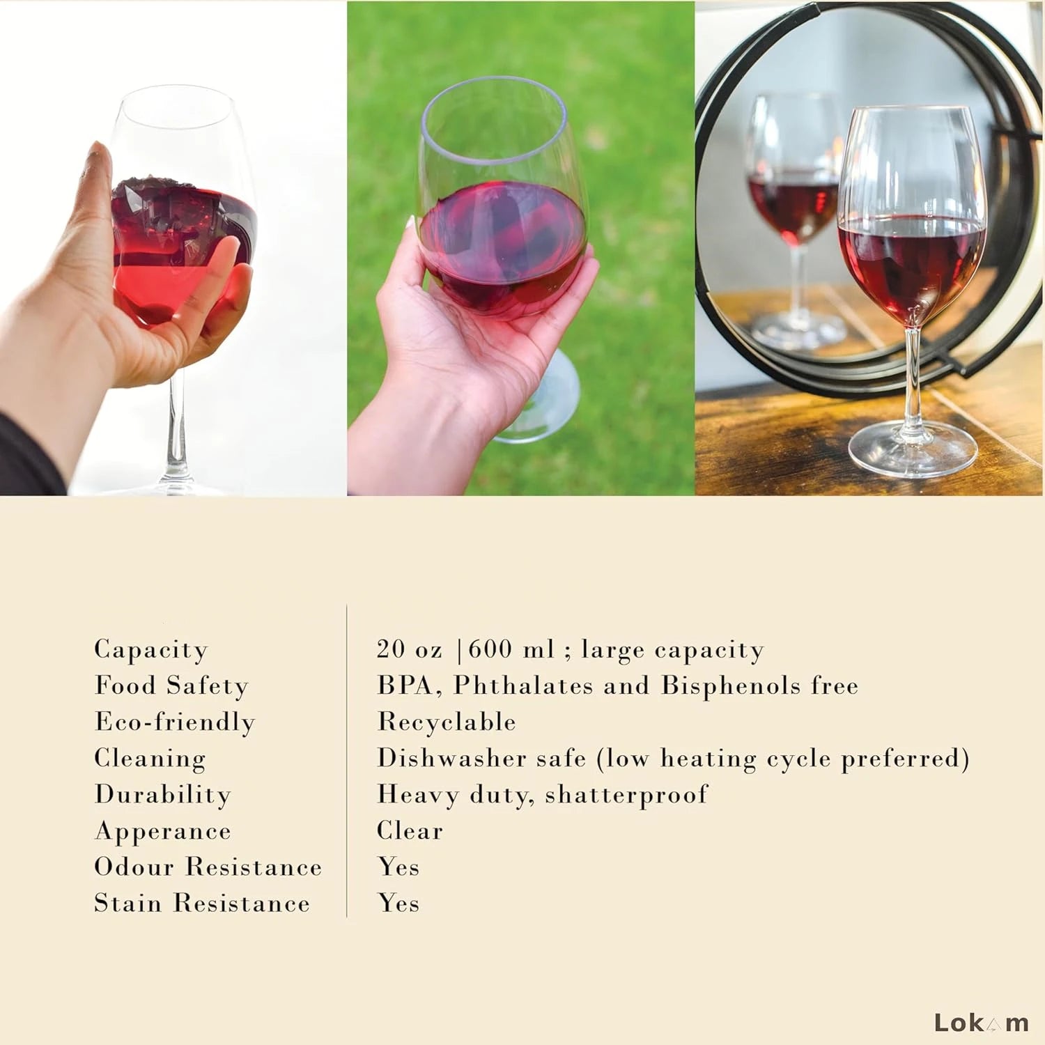 Unbreakable Wine Glasses 20oz Shatterproof Reusable Drink Glassware For Indoor Outdoor Drinkware Travel Pool Camping Picnic Peaceful Pleasures Health and Wellness