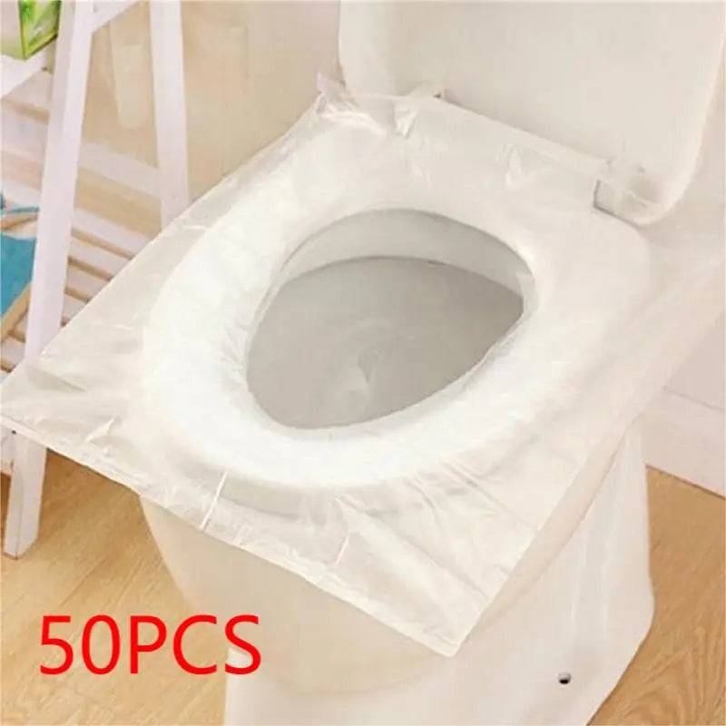 50Pcs Disposable Plastic Toilet Seat Covers Waterproof Non-Slip Individually Wrapped for Travel Toilet Seat Protectors Peaceful Pleasures Health and Wellness
