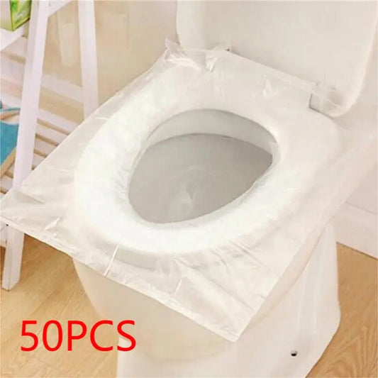 50Pcs Disposable Plastic Toilet Seat Covers Waterproof Non-Slip Individually Wrapped for Travel Toilet Seat Protectors Peaceful Pleasures Health and Wellness