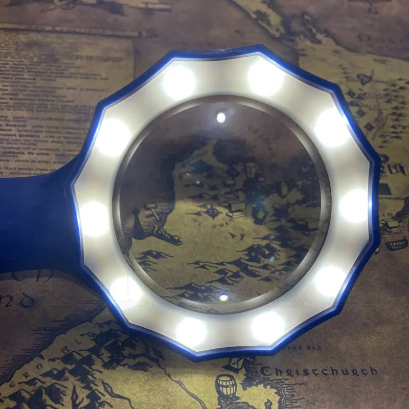 7X 6X Handheld Magnifier Warm Light White Light with 20 Led Lights, Elderly Person Holding Reading Umbrella Magnifying Glass Peaceful Pleasures Health and Wellness