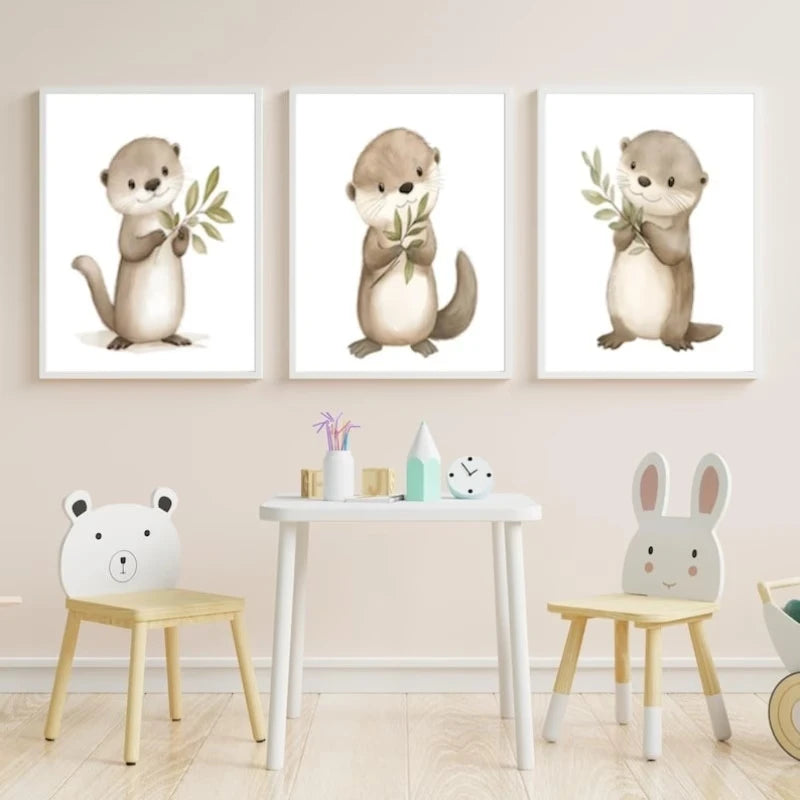 3-Piece Animal Molehill Canvas Wall Art Print Set | Home Decor