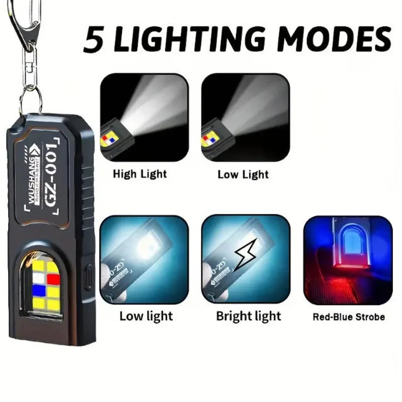 2-Pack Mini EDC Keychain Flashlight USB-C Rechargeable Magnetic