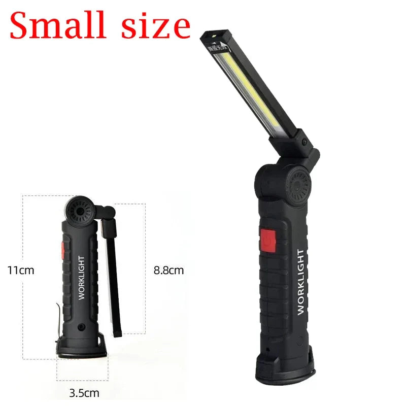 Folding COB XPE LED Work Light – Rechargeable Torch & Flashlight