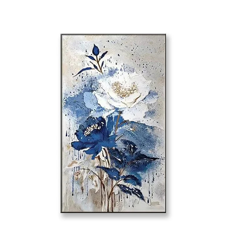 Pure Hand Drawn Canvas Oil Painting,Light Luxury Flowers Wall Art Decoration Poster,Textured Abstract Image Living Room Bedroom Peaceful Pleasures Health and Wellness