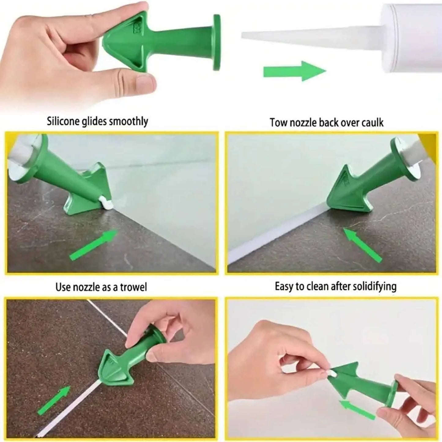3pcs Caulk Nozzle Applicator Convenient to Use with Non-Stick Special Materials Suitable for Building Window Balcony Peaceful Pleasures Health and Wellness