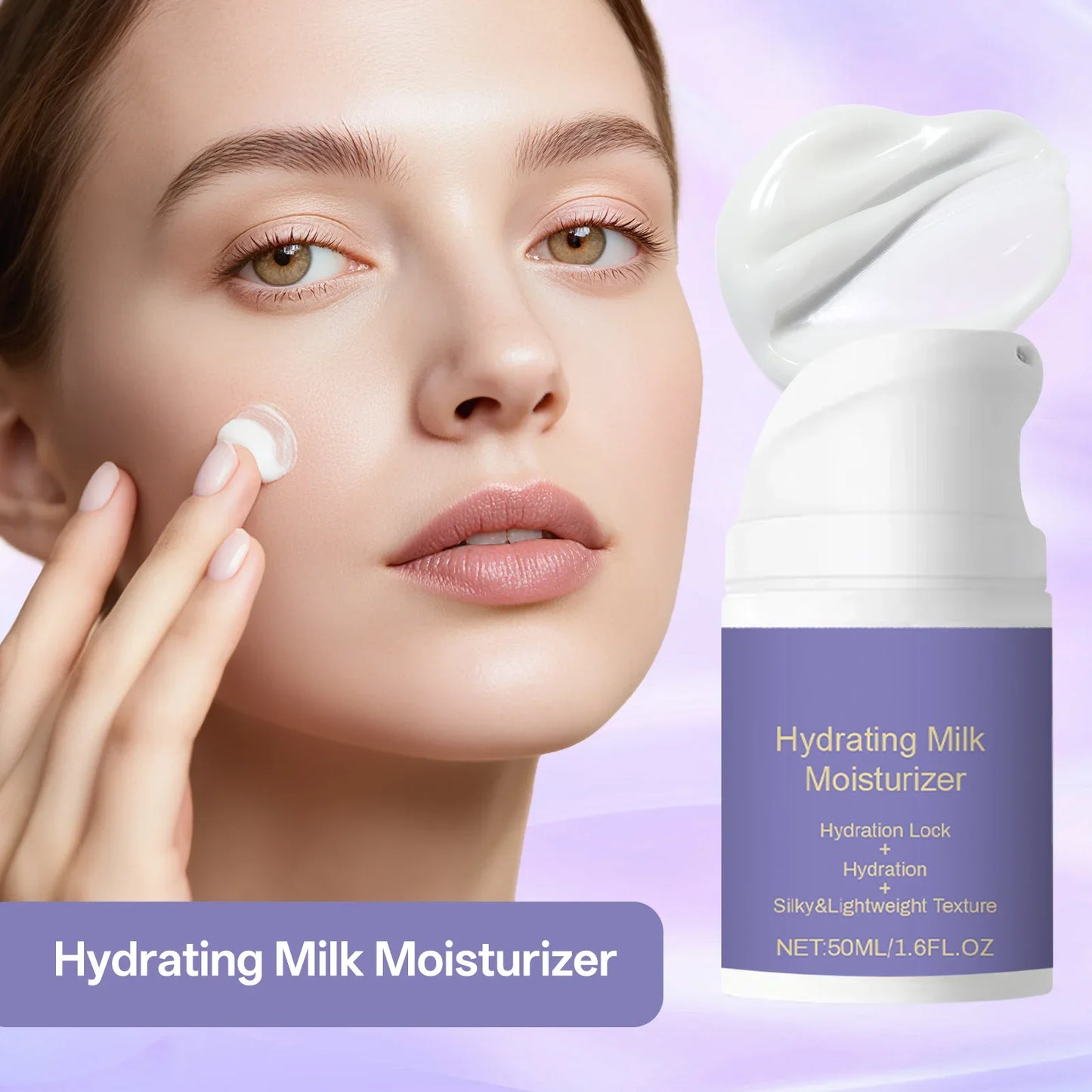 Hydrating Milk Moisturizer 50ml Deep Moisture Cream Shea Butter & Glycerin Repair Barrier Fade Fine Line Non-Greasy for All Skin Peaceful Pleasures Health and Wellness