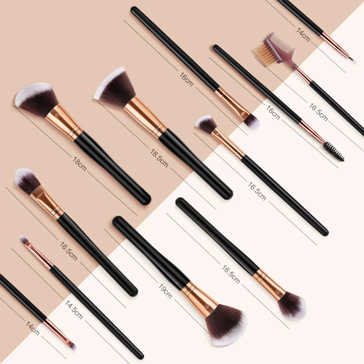 RUNTOIN 16-Piece Makeup Brush Set – Soft Synthetic Brushes