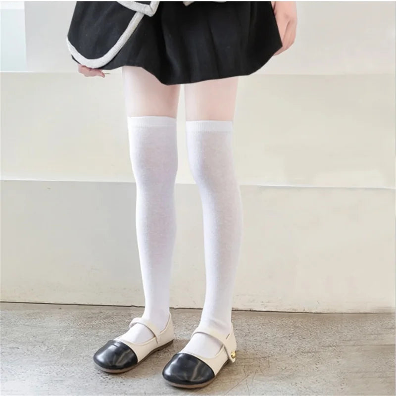 Children's Socks For Girls White Knee High Long Socks For Boys Black Football Socks 1-15Years Student Kids Stockings Spring New Peaceful Pleasures Health and Wellness WHITE 4-7Years(M)