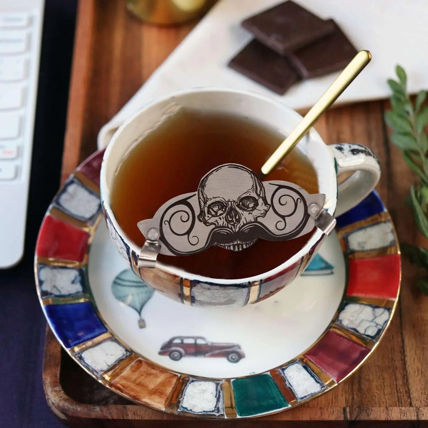 Skull Stainless Steel Mustache Guard for Drinking Mustache Drinking Guard Peaceful Pleasures Health and Wellness