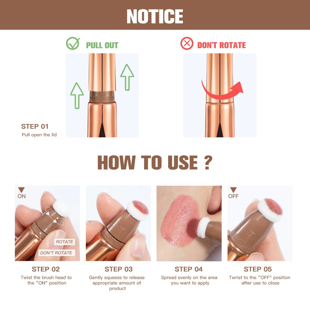 New Cream Bronzer Contour Blusher Beauty Wand Highlighter Blush With Cushion Liquid Face Bronzer Wand Stick Applicator Makeup Peaceful Pleasures Health and Wellness