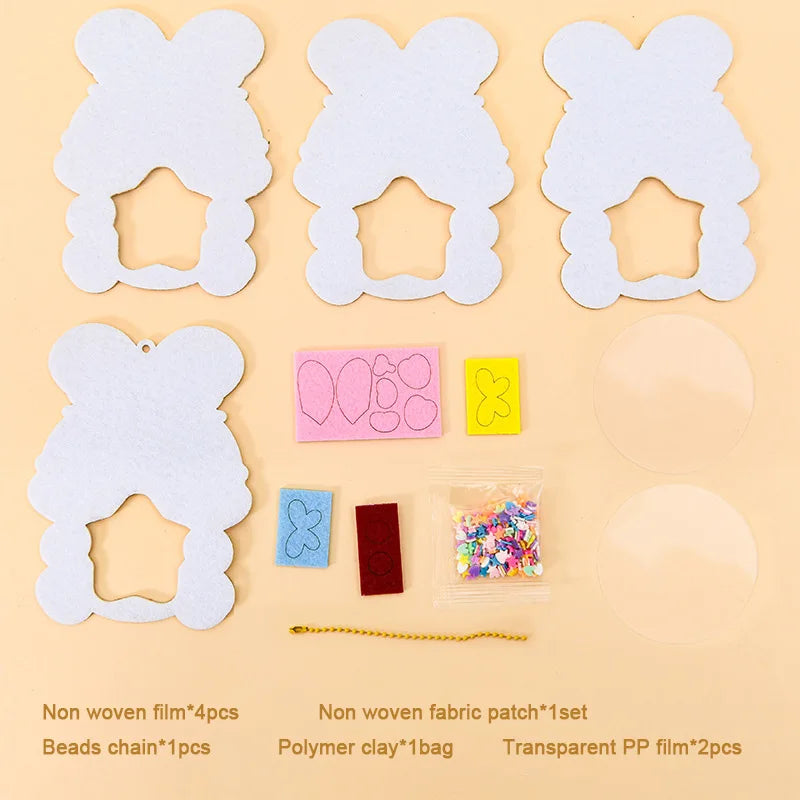 Cartoon Non Woven Shake Pendant DIY Material Kits Children Kids Easy