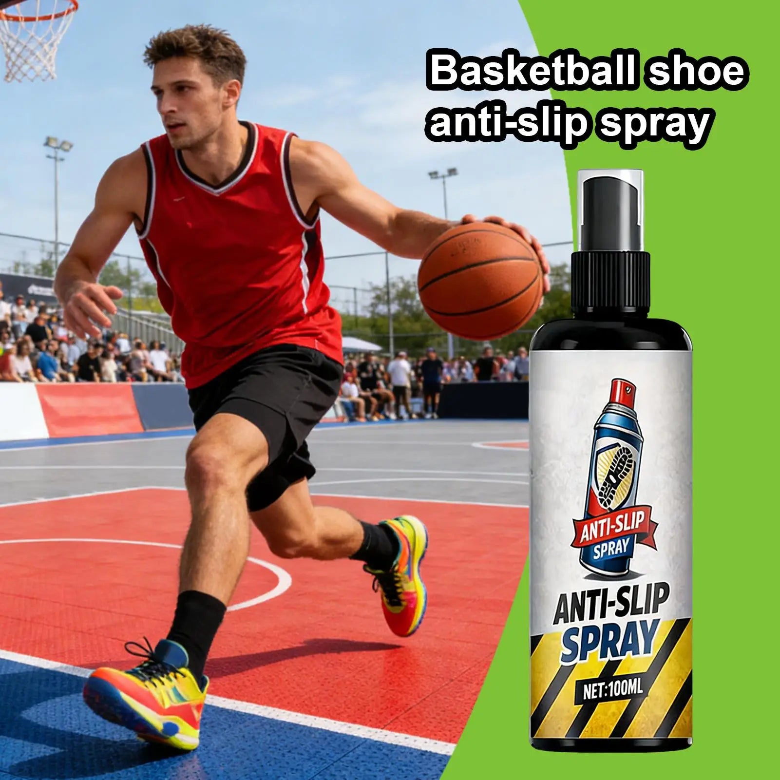 Basketball Shoe Grip Spray 100ml Footwear Traction Enhancer Non-Slip for Sneakers Boots Court Sports Volleyball Baseball Peaceful Pleasures Health and Wellness