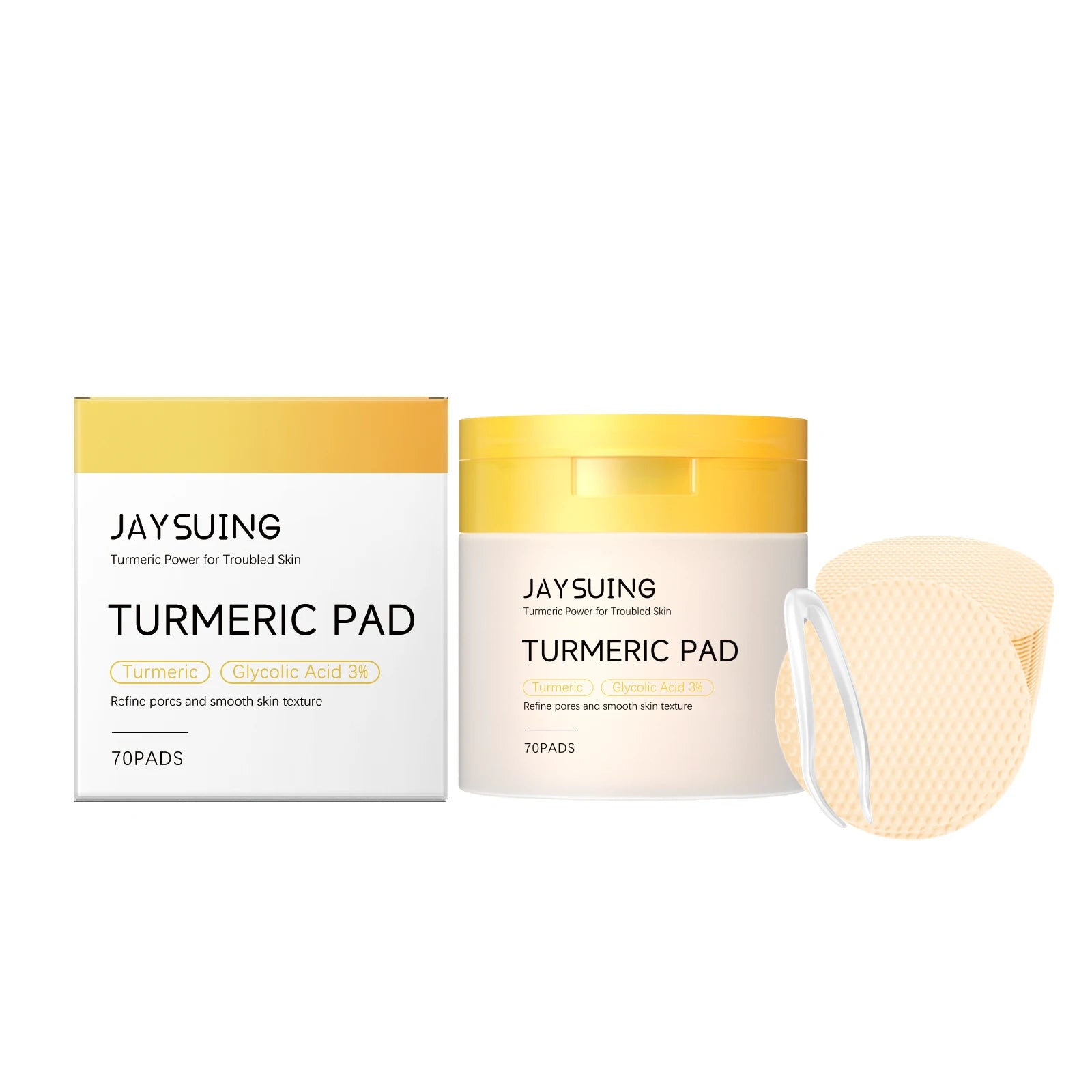 Turmeric Pore Cleaning Cotton Pad Soothe Skin Improve Skin Tone Clean Pores Prevent Pore Blockage Facel Exfoliating Cotton Pads Peaceful Pleasures Health and Wellness 70PADS
